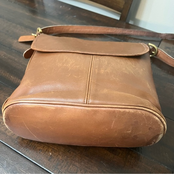 Vintage Coach Whitney Crossbody Tan Leather Saddle Flap Shoulder Bag #4115 - Picture 7 of 7